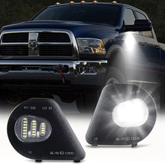 Gempro front view of the puddle light assembly showing fit and finish and clear upgrade benefit