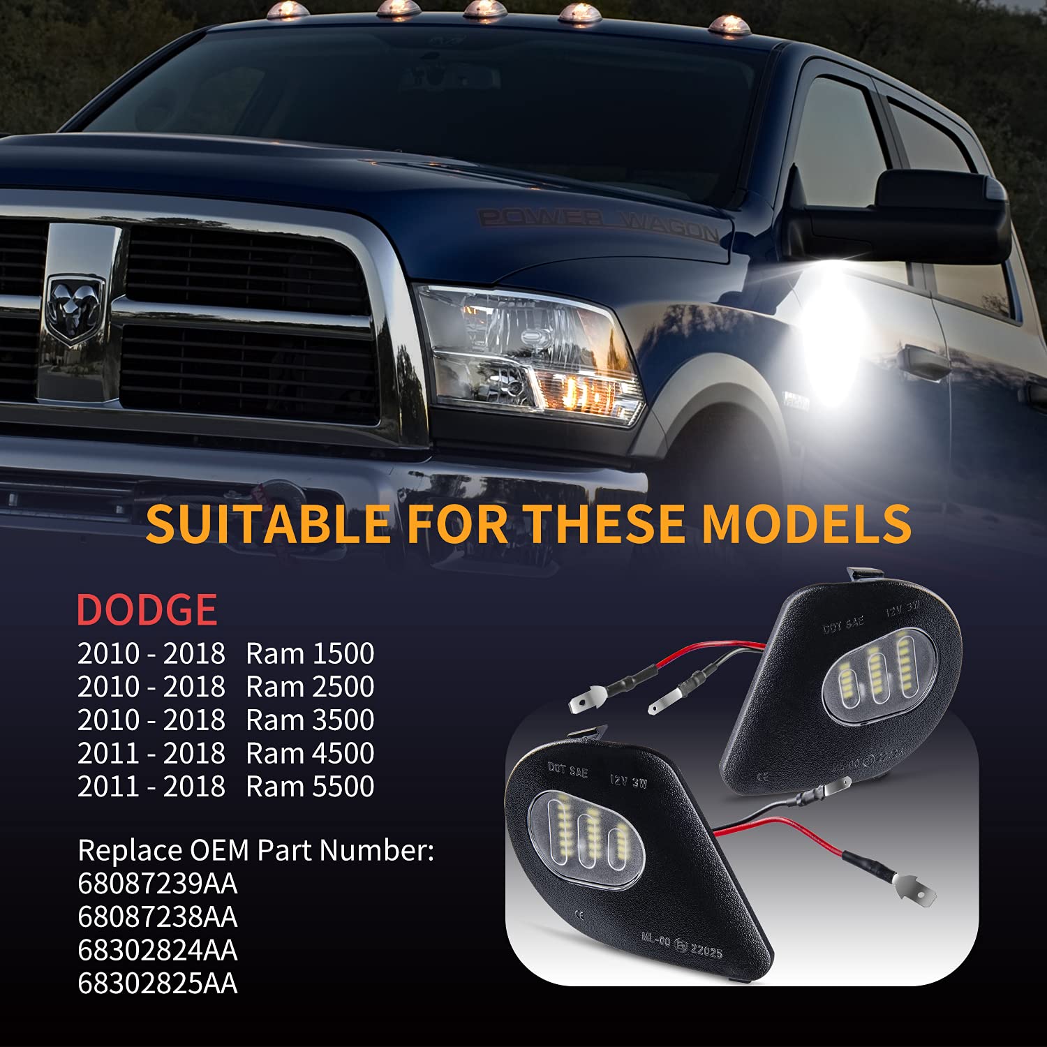 Gempro installed on Dodge Ram towing mirror demonstrating clean plug-and-play upgrade
