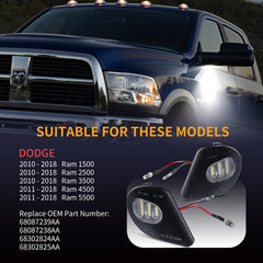 Gempro installed on Dodge Ram towing mirror demonstrating clean plug-and-play upgrade