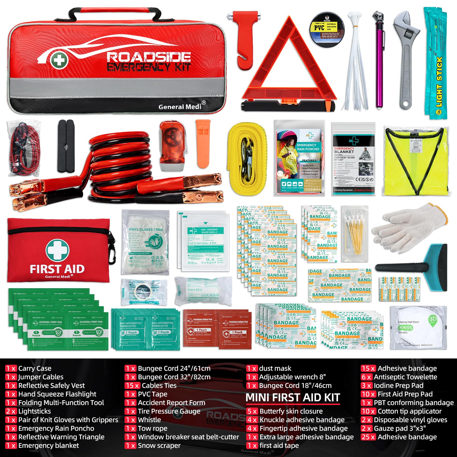 General Medi open kit layout with labeled compartments for fast access