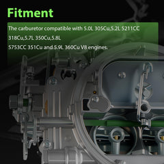 Generic 1405 carburetor top view displaying four square bores, Generic brand consistent airflow