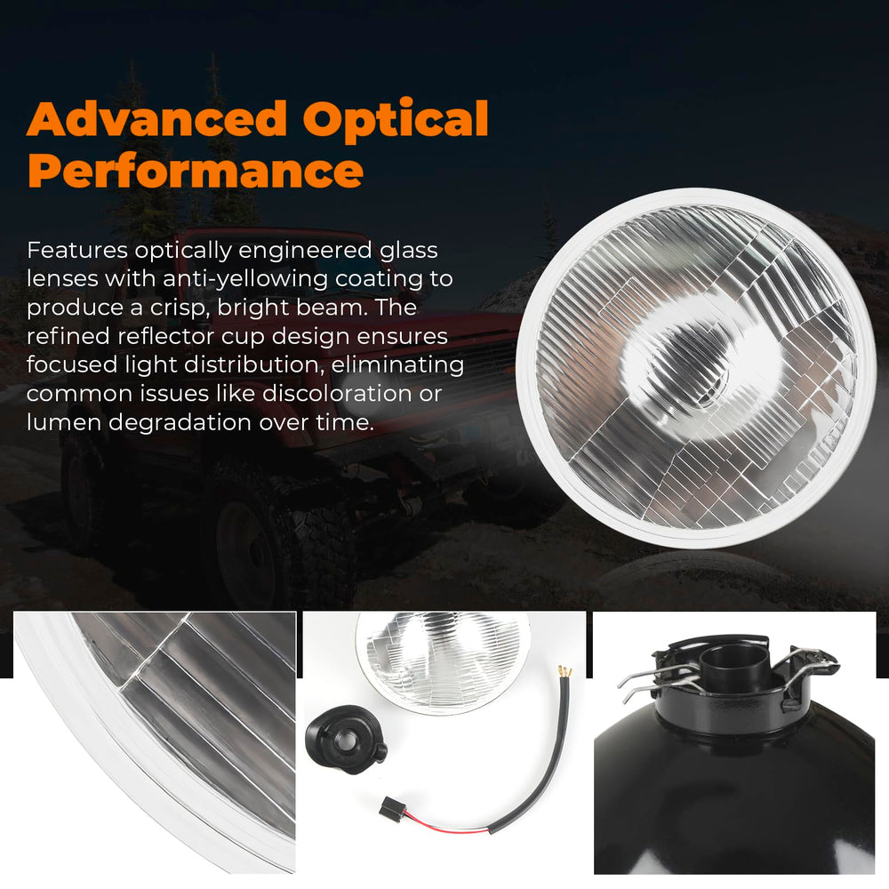Generic mounted headlight in vehicle at night showing brighter roadway illumination
