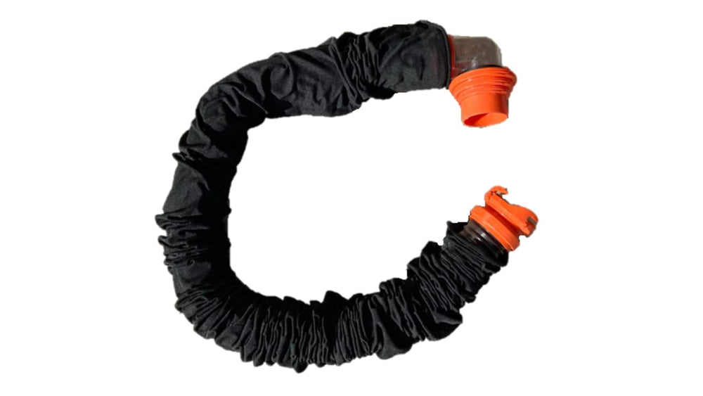 Generic lifestyle image of hose sock at campsite reducing direct hose contact