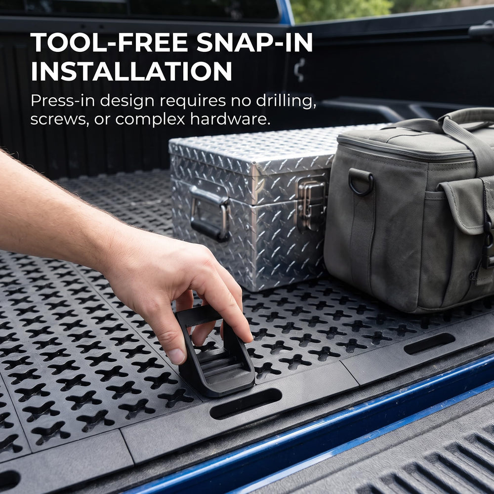 Generic cargo blocker in pickup bed with tools highlighting hauling protection
