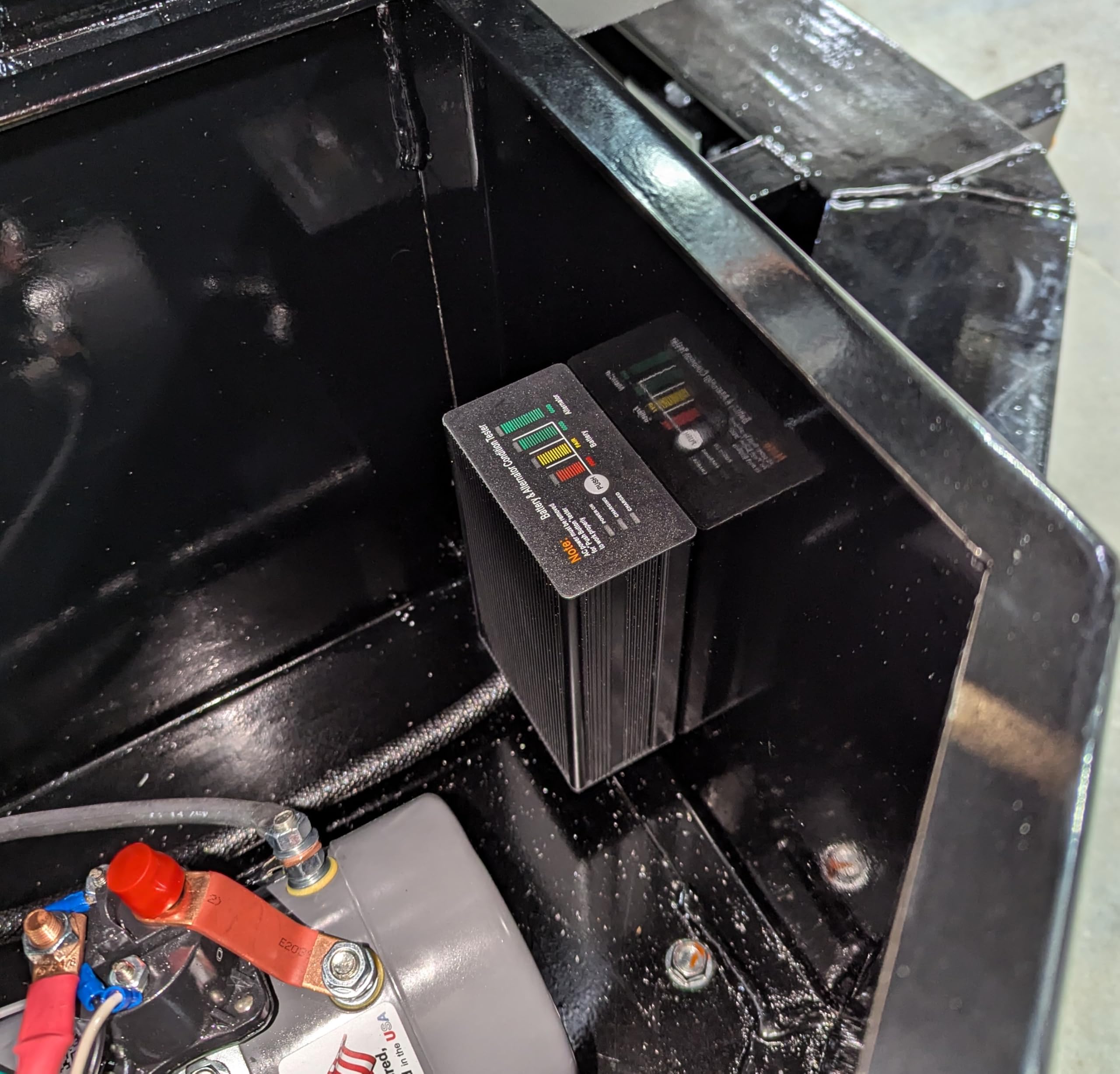 Generic charger plugged into shore power demonstrating quick on-board charging benefit