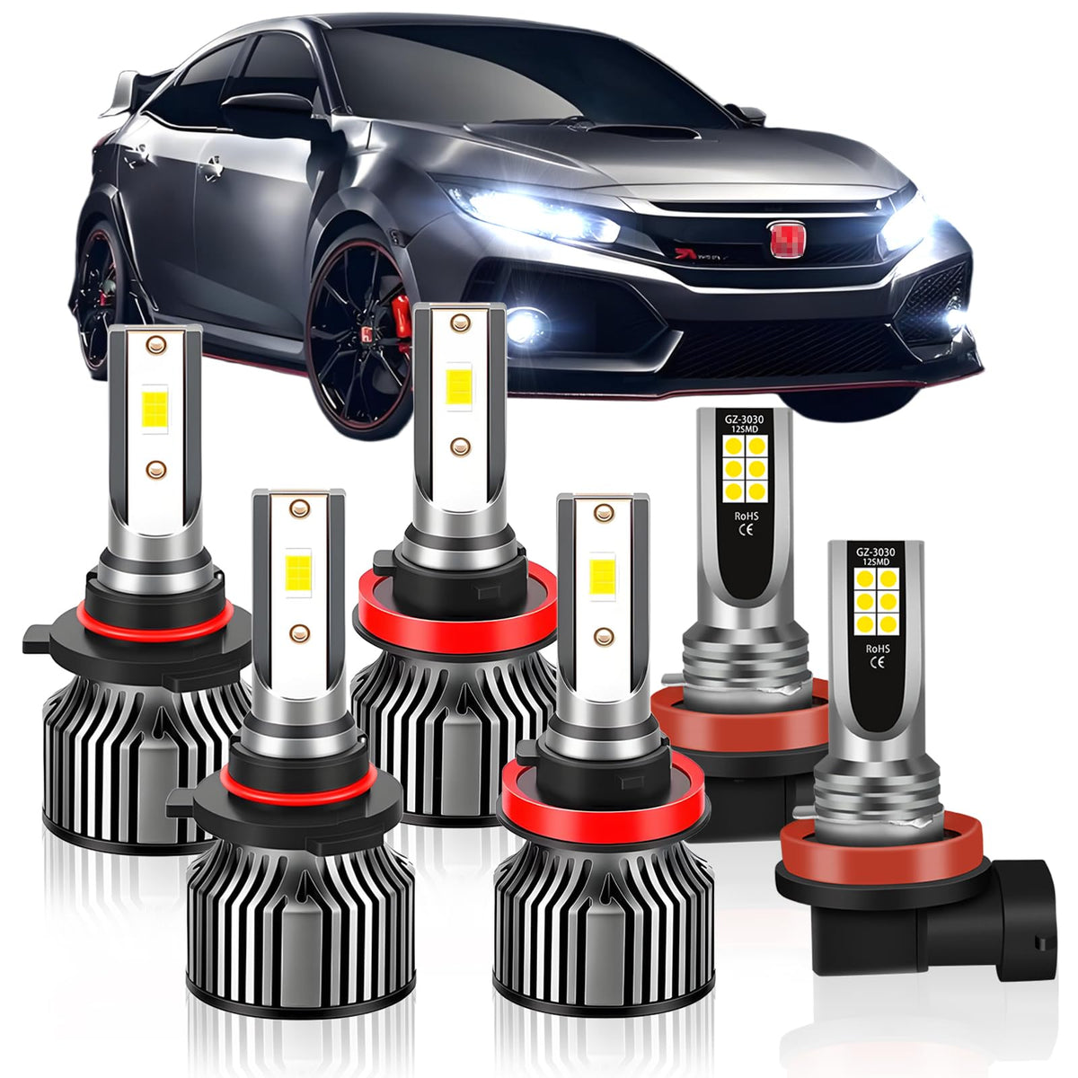 Generic LED bulbs front packaging showing full 6-piece kit benefit