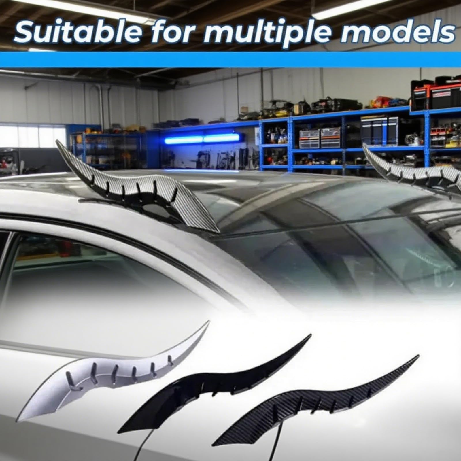 Generic dragon horns beside ruler showing size and fit on most vehicles