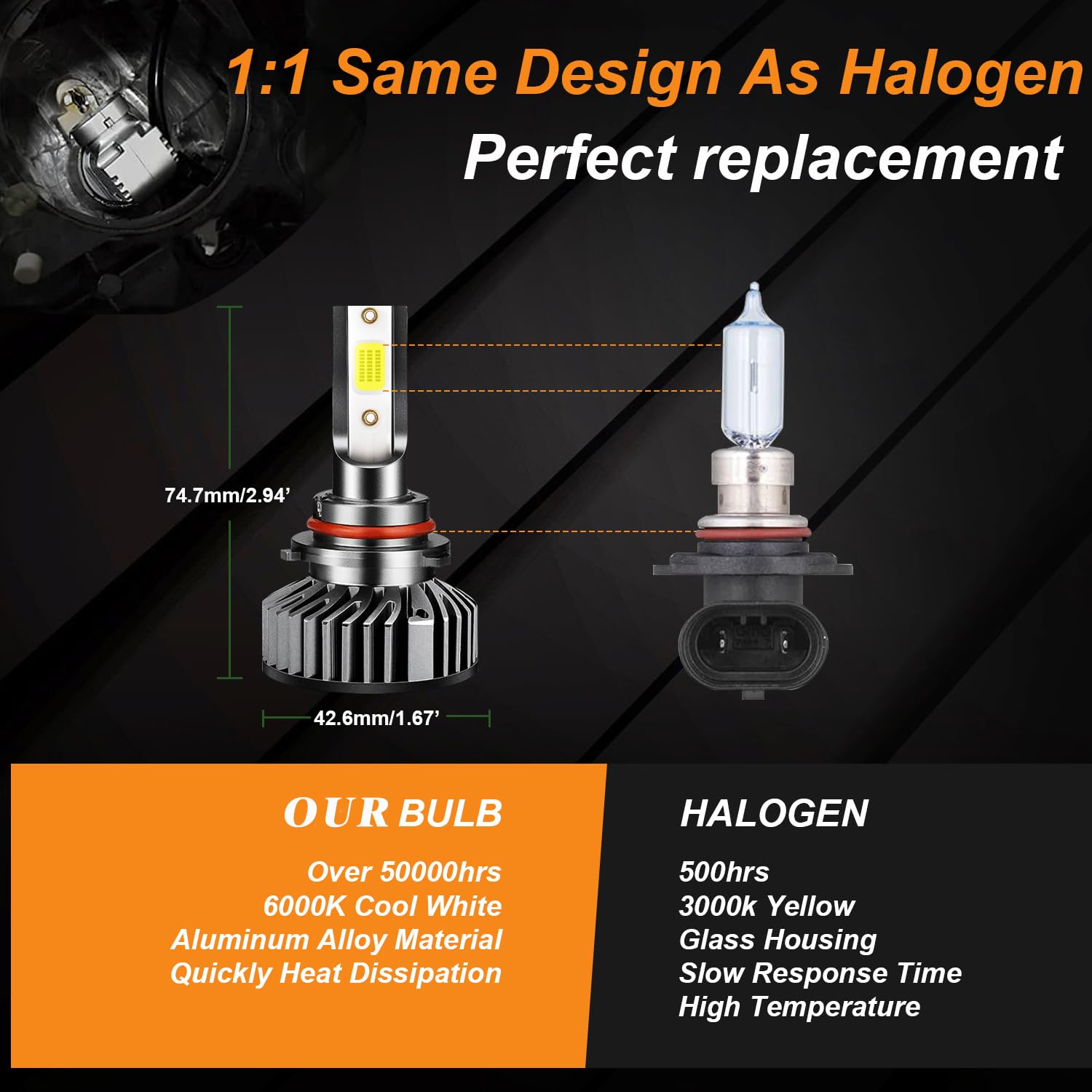 Generic brand 5202 fog bulb mounted in Silverado bumper showing clearer road edge visibility