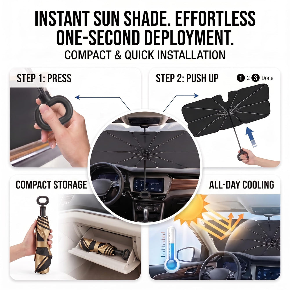 Generic folded compact shade fitting in glove box for easy storage