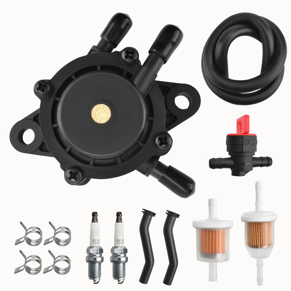 Generic fuel pump front view showing mounting and ports for easy replacement