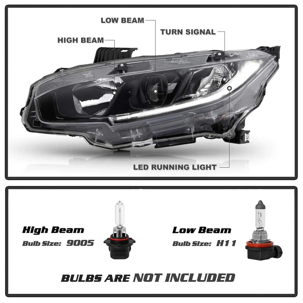 Generic headlight LED DRL detail highlighting Generic LED strip for improved daytime visibility