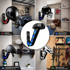Generic helmet holder mounted with VR headset showing organized gaming setup benefit