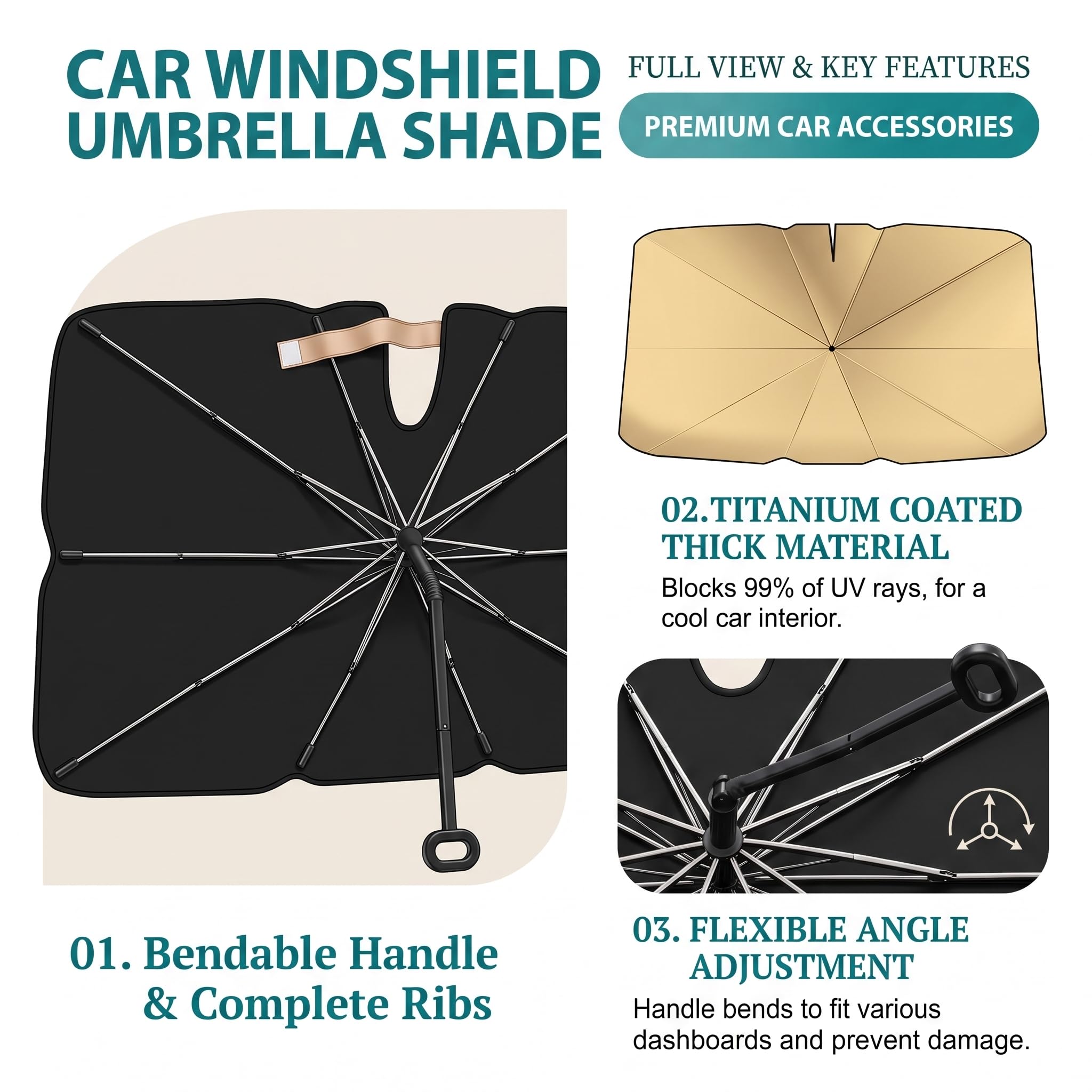 Generic installed shade inside sedan blocking sun and keeping cabin cool