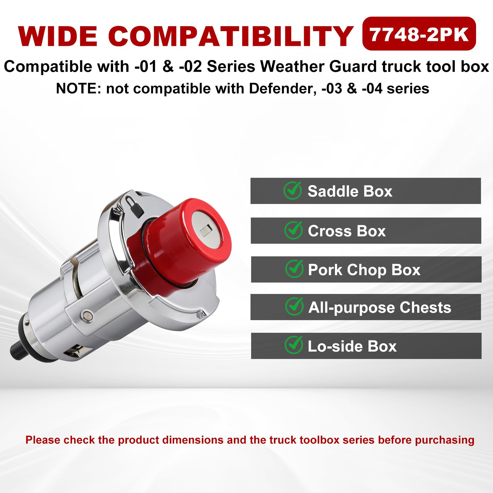 Generic lock mounted on lo-side box for 7748-2PK highlighting secure fit and improved security