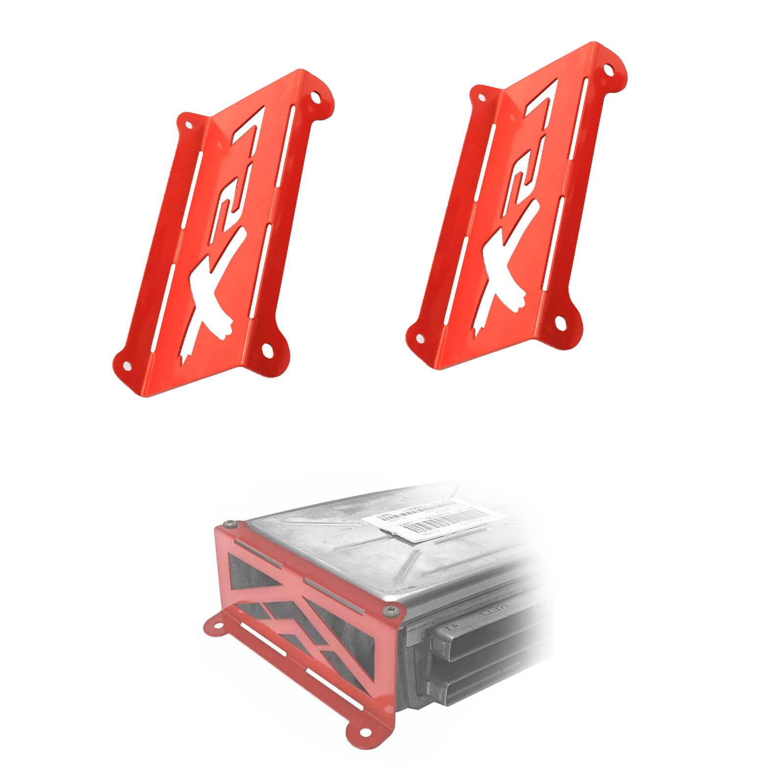 Generic brand LS ECM brackets front view showing two-piece set and mounting holes for secure installation