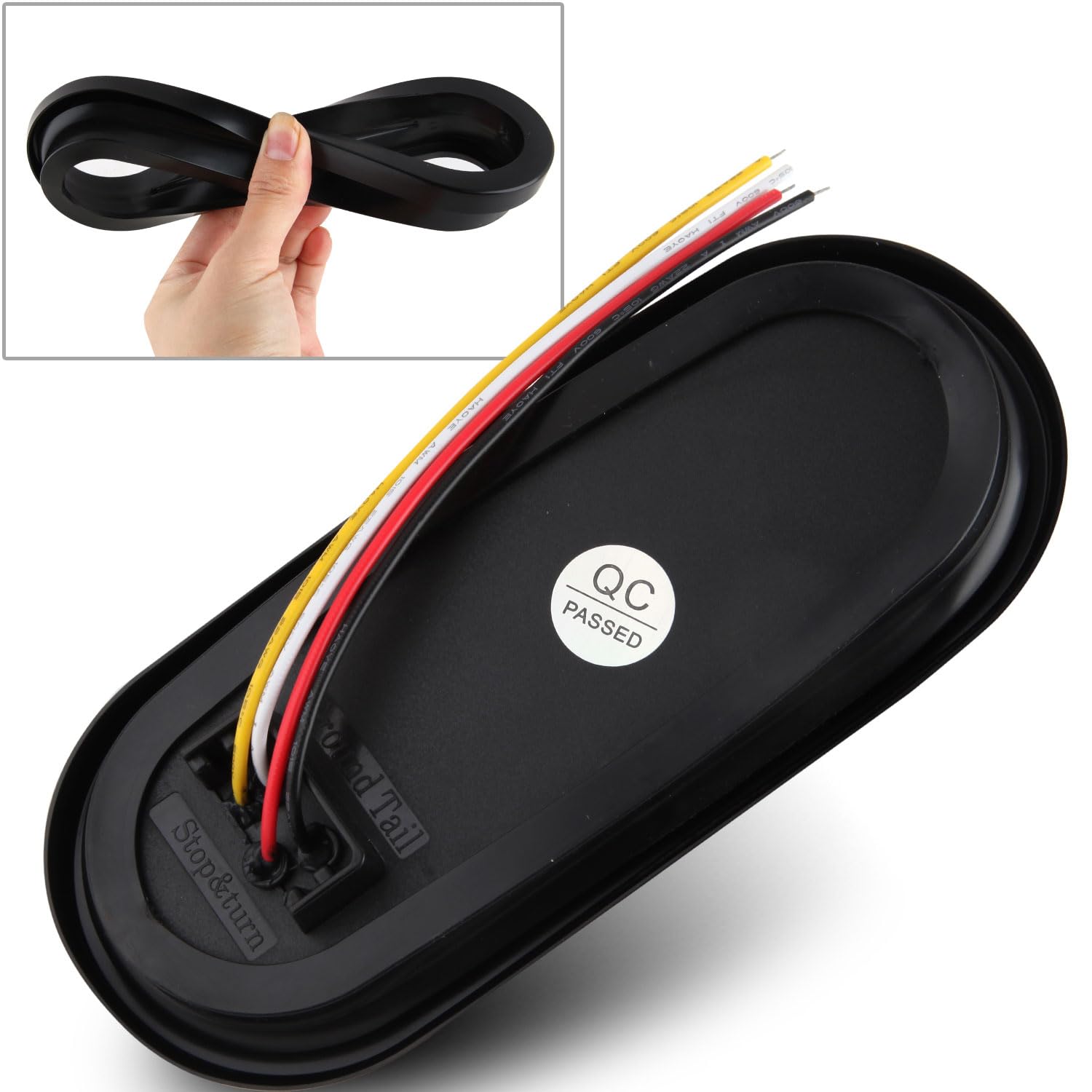 Generic hand holding oval LED light for size comparison and simple Generic fitment