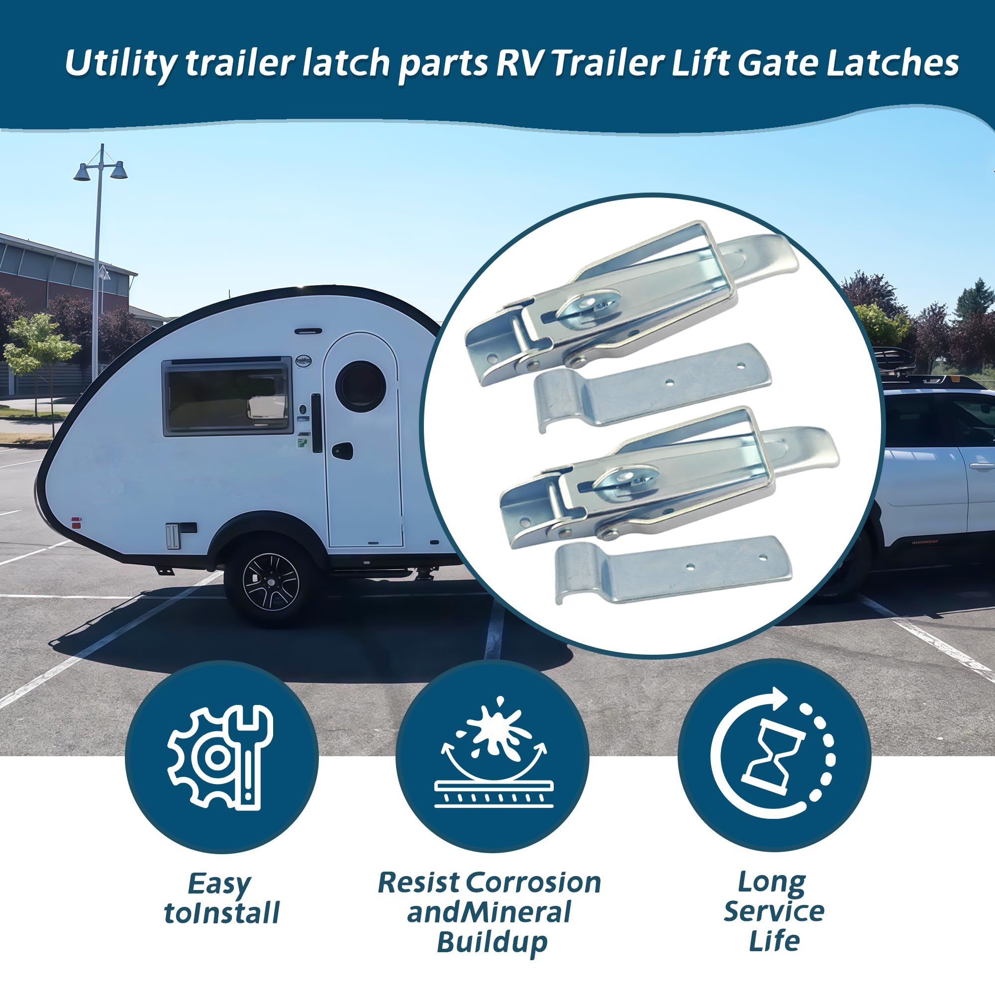 Generic packaging with latch and catch plate showing included parts and readiness