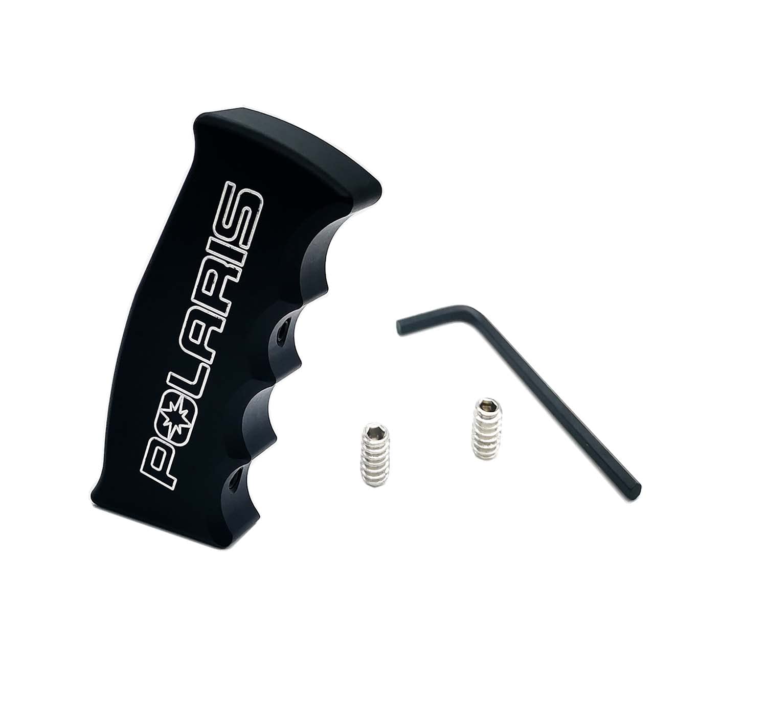 Generic pistol grip packaging and instructions showing included hardware and simple installation help