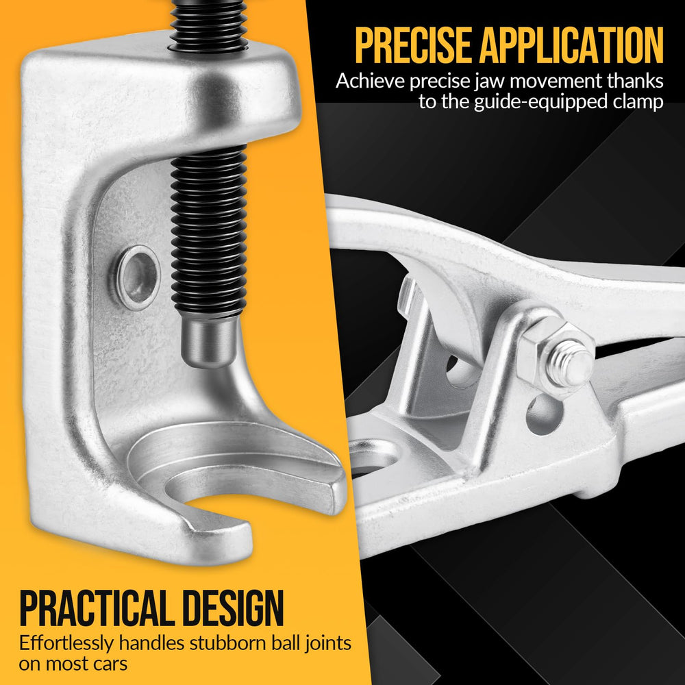 Generic pitman arm puller attached to vehicle illustrating efficient removal benefit