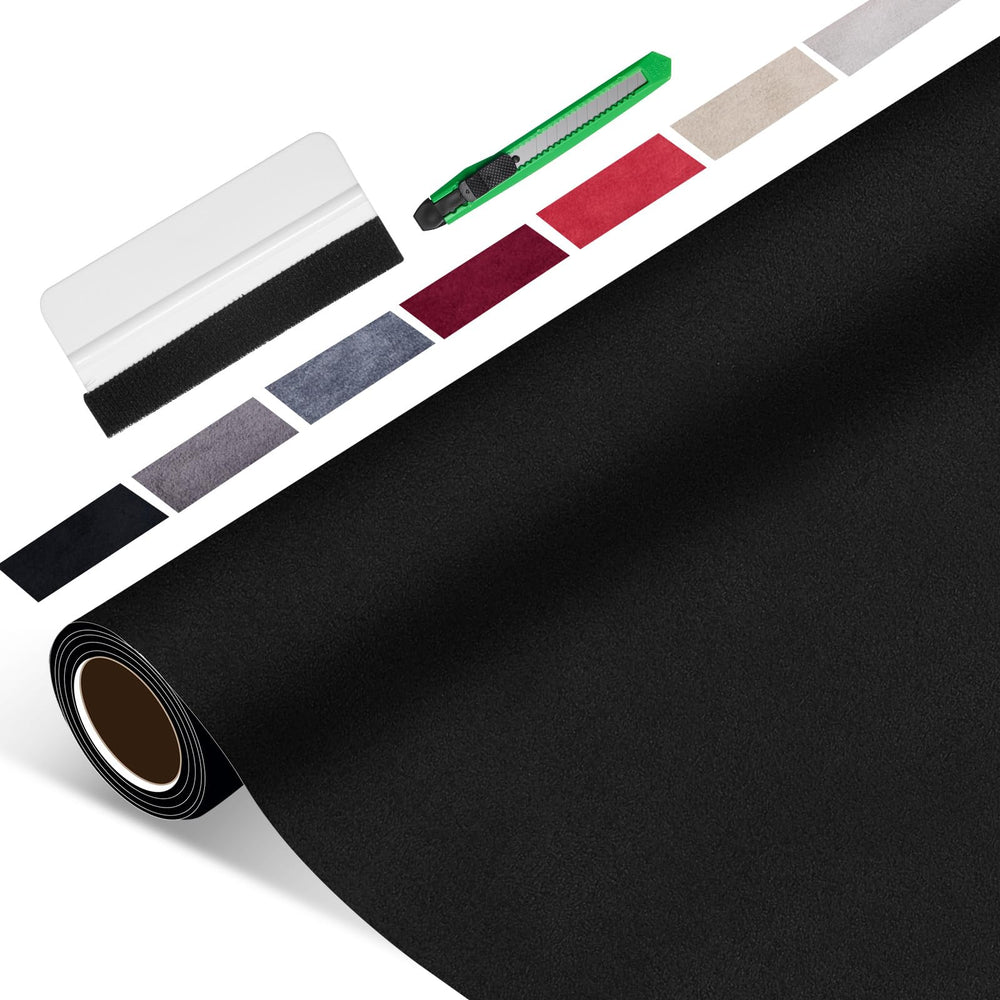 Generic brand suede wrap front view showing deep black color and smooth grain benefit premium look