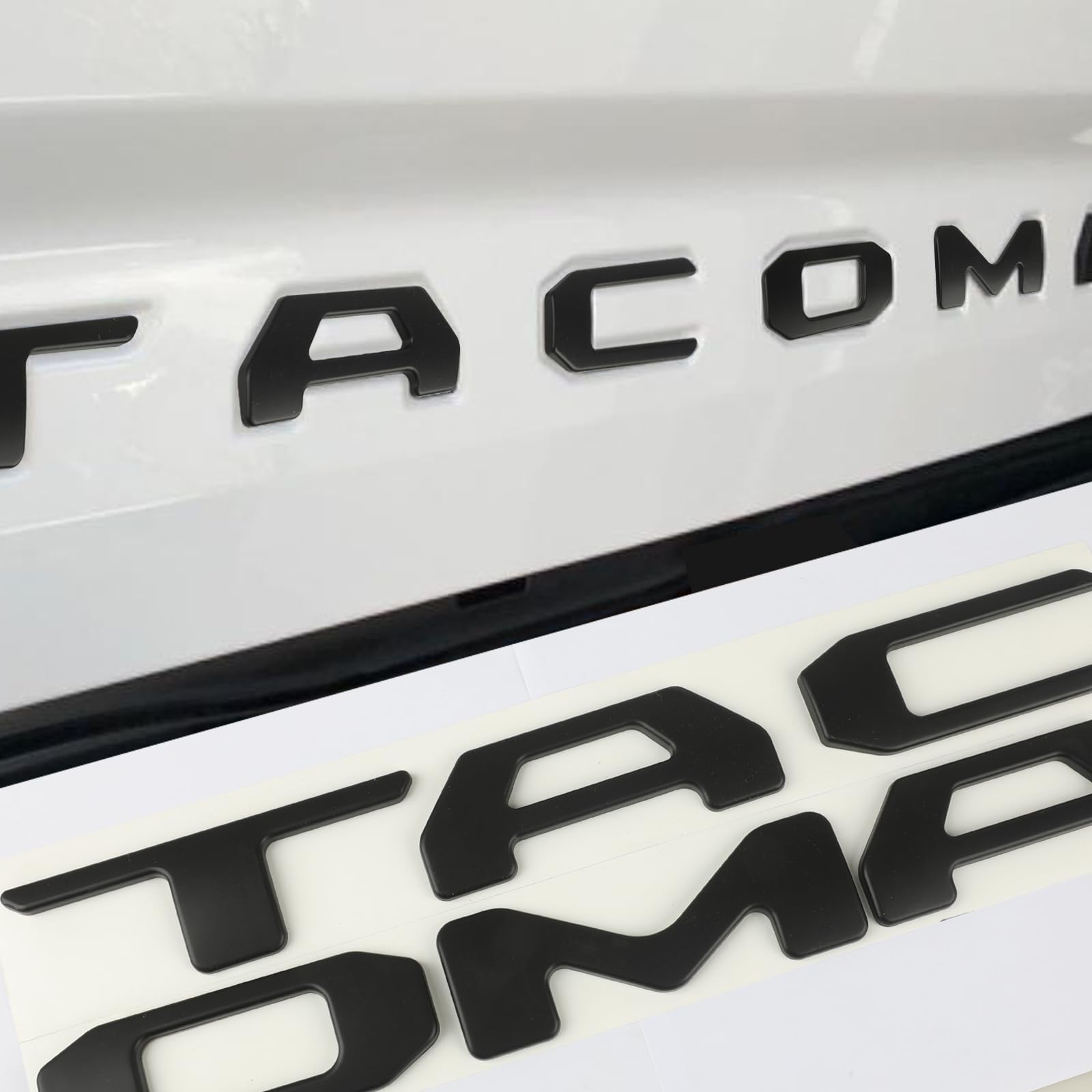 Generic matte black letters front view showing crisp 3D profile and improved truck style