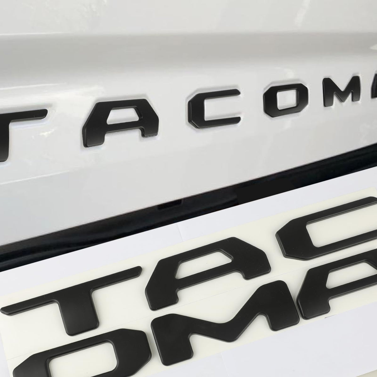 Generic matte black letters front view showing crisp 3D profile and improved truck style