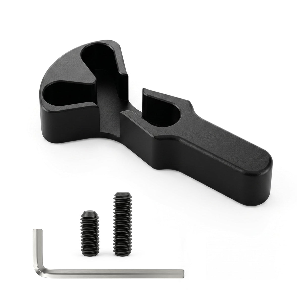Generic throttle lock front view showing shape and mount, improves long-ride comfort