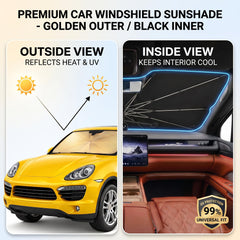 Generic shade opened across windshield offering edge-to-edge cooling