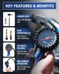 GERCHWAY dual-head chuck detail, easy Presta and Schrader switching benefit