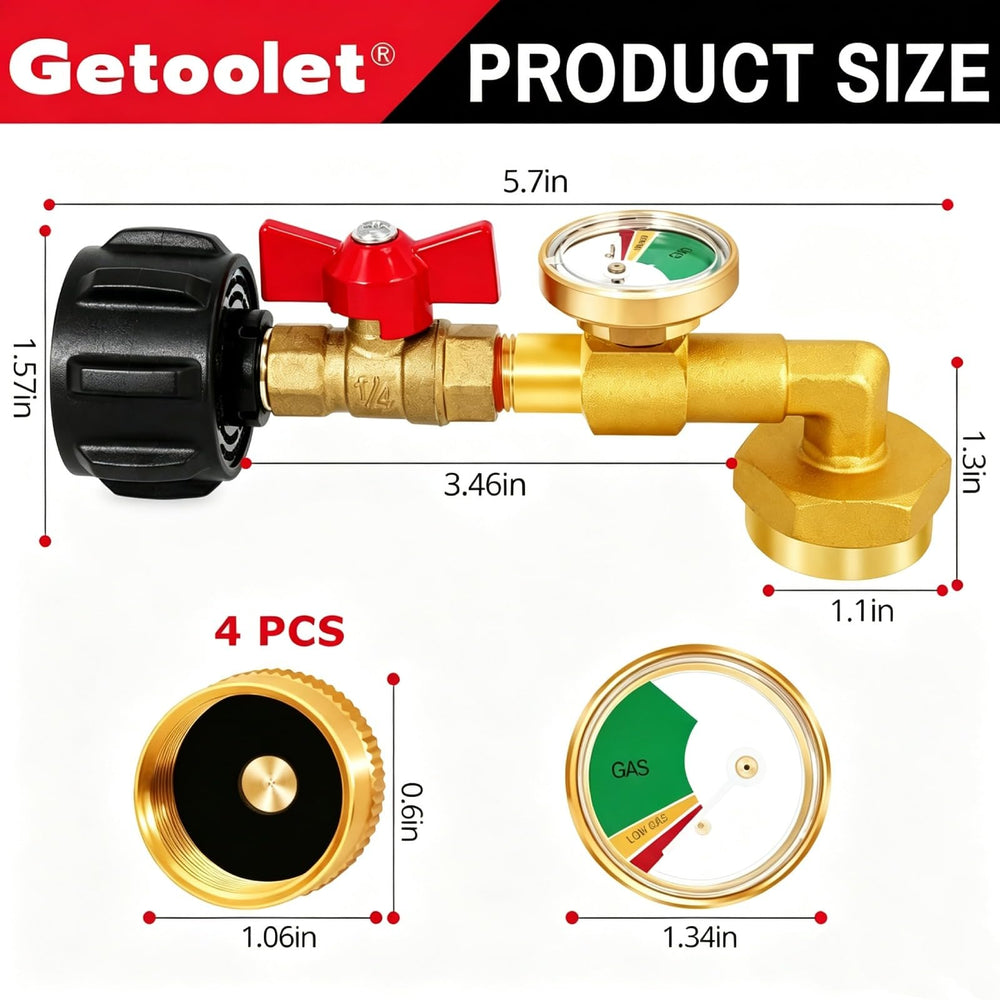 Getoolet control valve handle detail illustrating precise on/off control for safe transfers