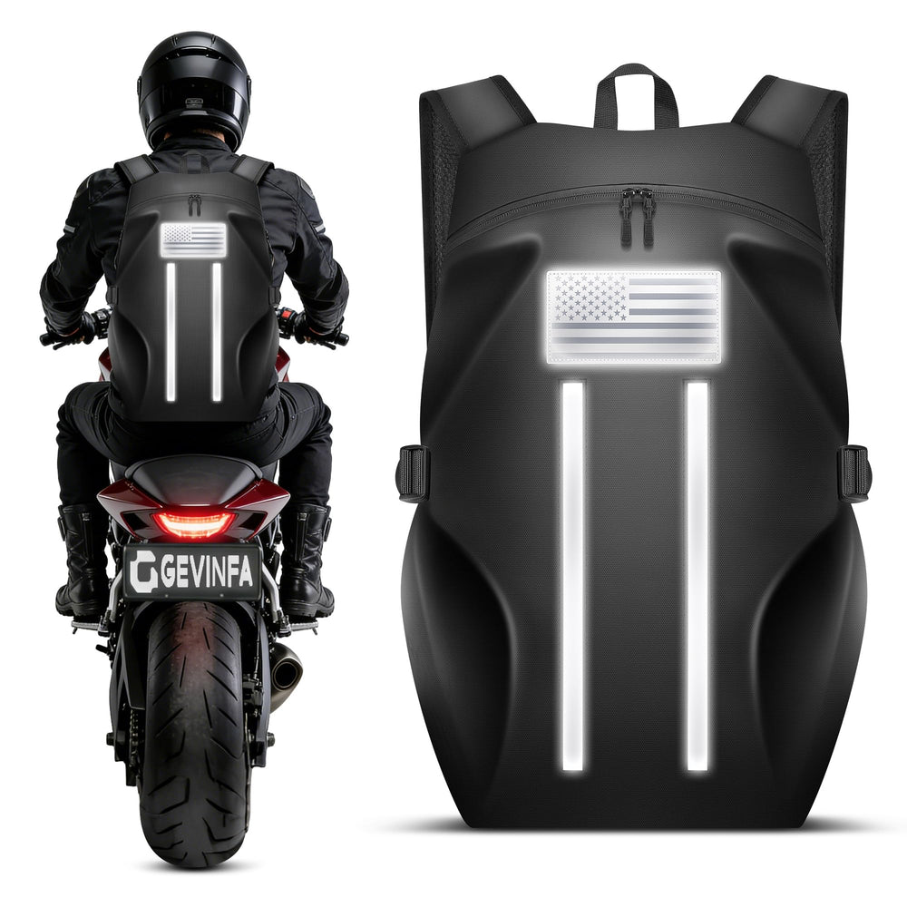 GEVINFA front view with helmet showing secure storage benefit