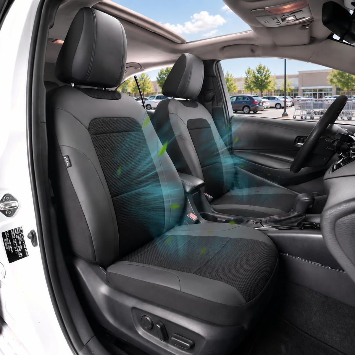 GIANT PANDA front seat cover full view showing fit and protection benefit