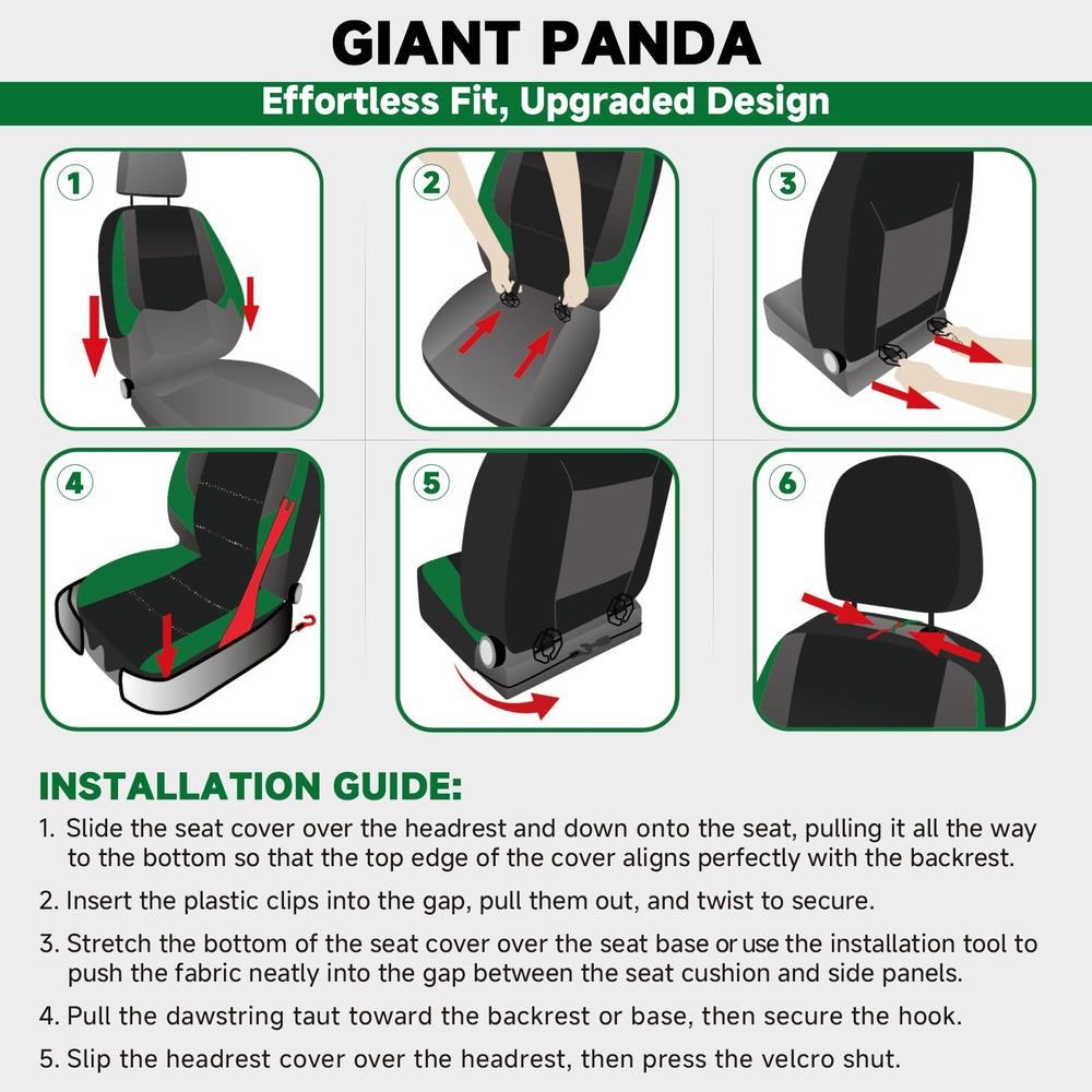 GIANT PANDA stitched trim and sports pattern, enhances cabin style
