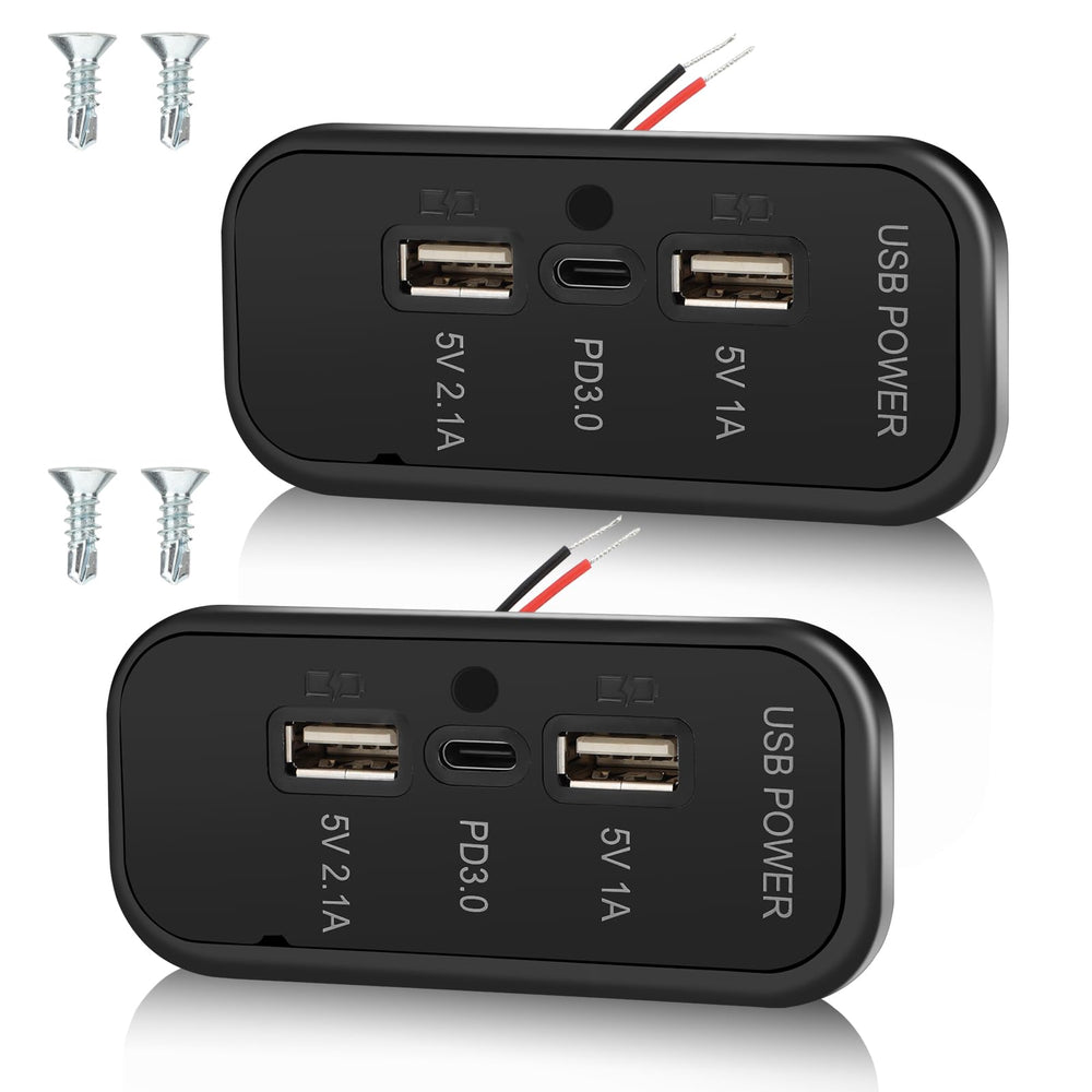 Gibbab front panel showing three charging ports and clean surface mount benefit