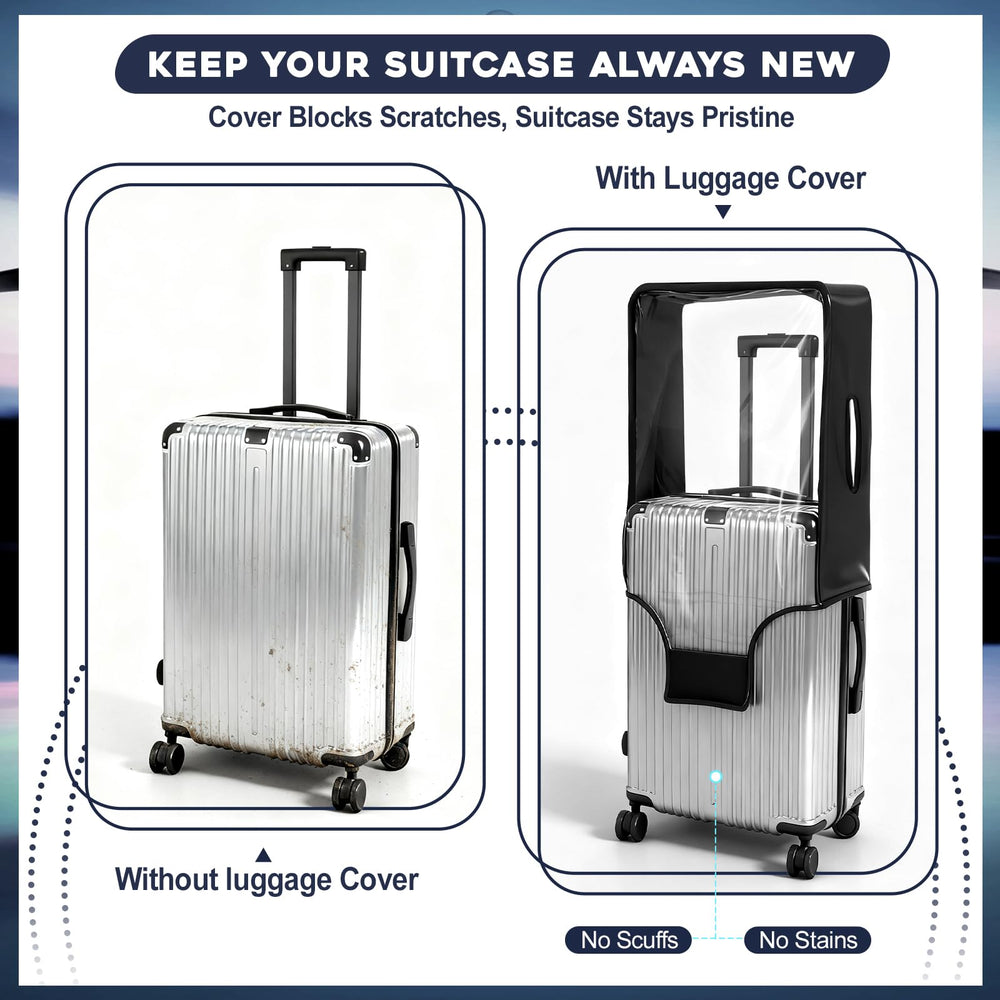 Gilprop covered suitcase in airport setting illustrating easy identification and protection