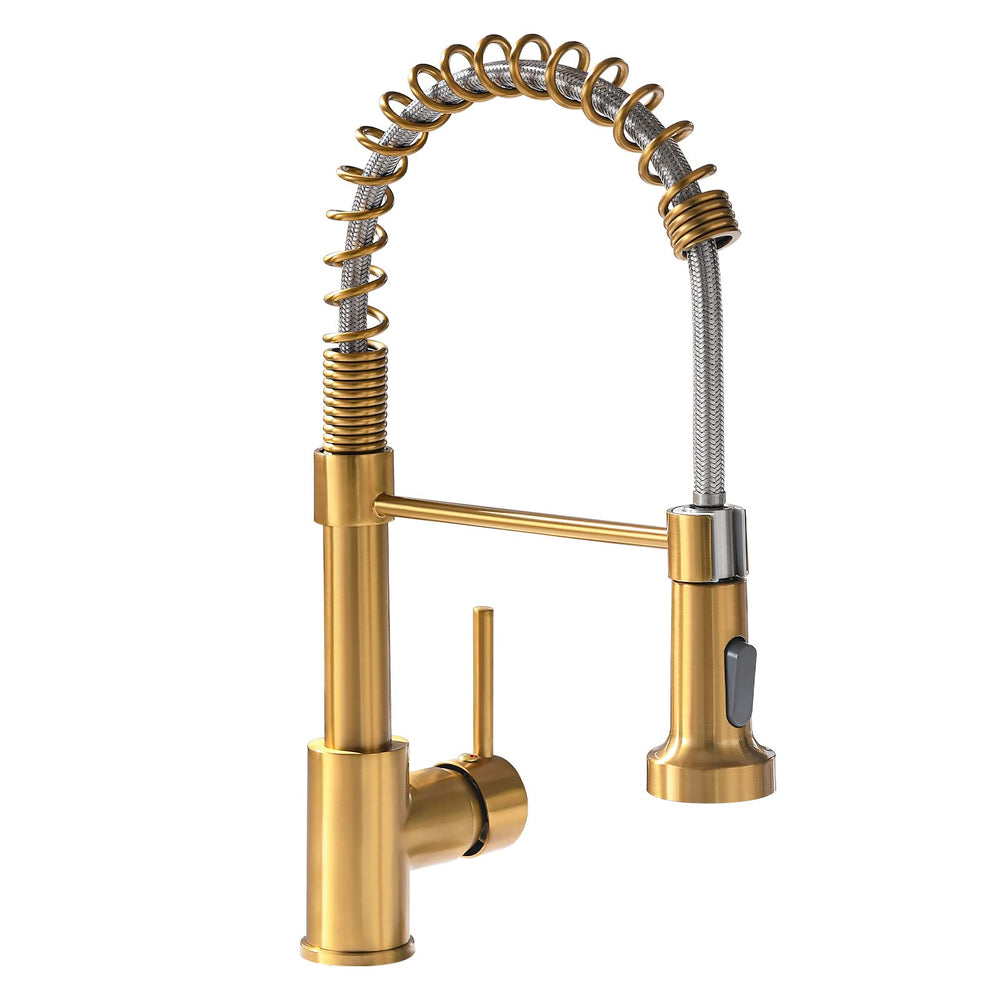 GIMILI front view faucet showing brushed gold finish and modern silhouette for upgraded kitchens