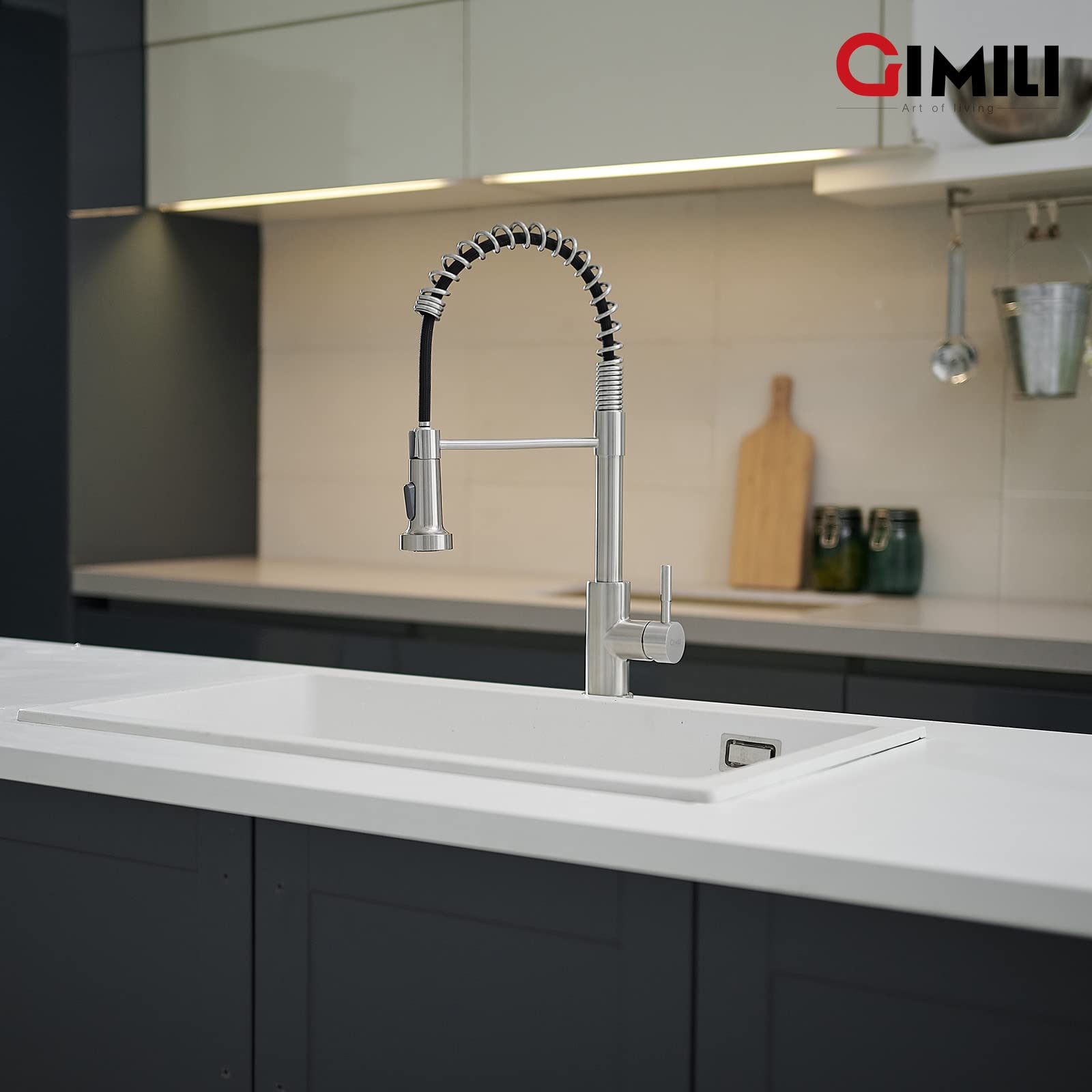 GIMILI brushed nickel finish texture showing low-gloss, fingerprint-resistant surface