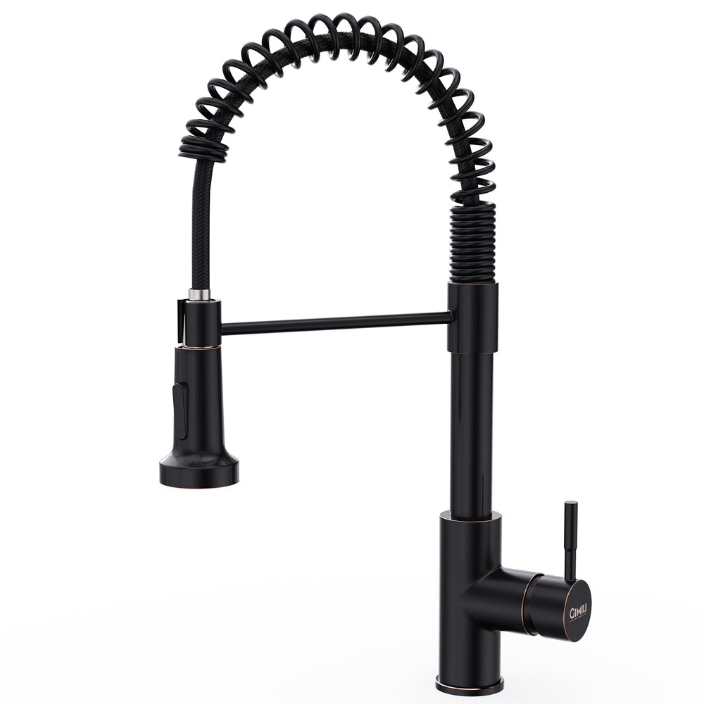 GIMILI front view oil rubbed bronze faucet showing sleek silhouette and easy reach