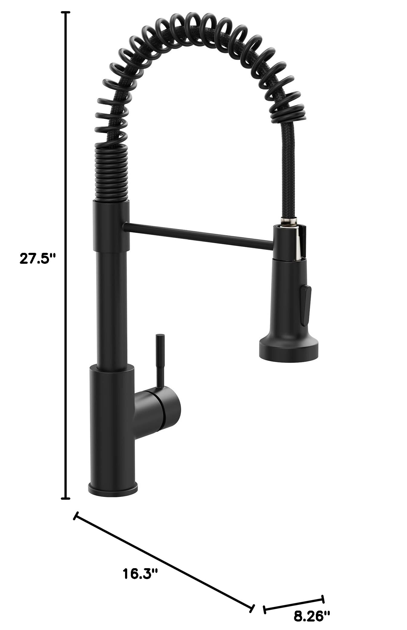 GIMILI faucet beside a measuring tape showing scale and installation fit benefit: easy replacement