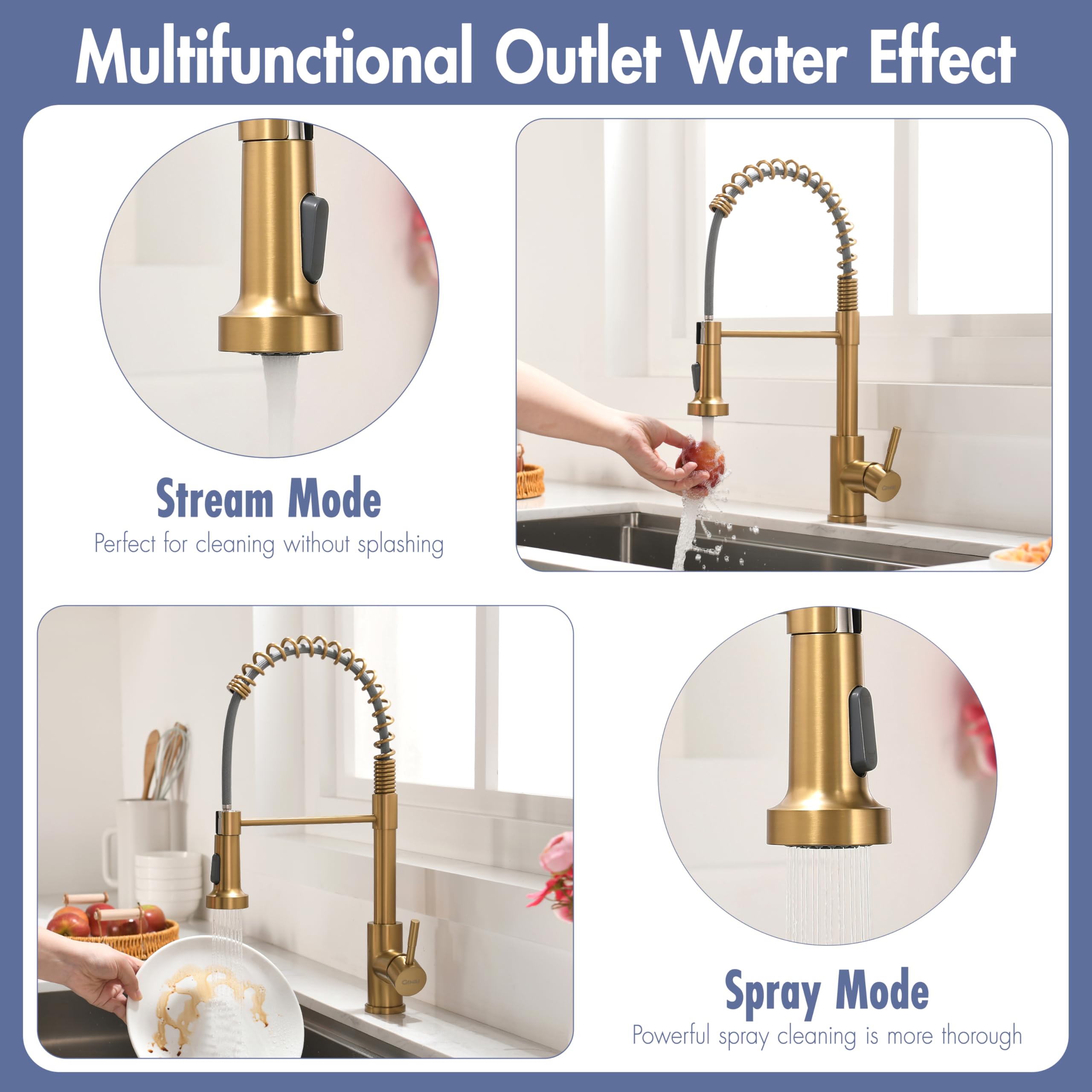 GIMILI spray-and-stream nozzle detail showing two water modes for versatile cleaning
