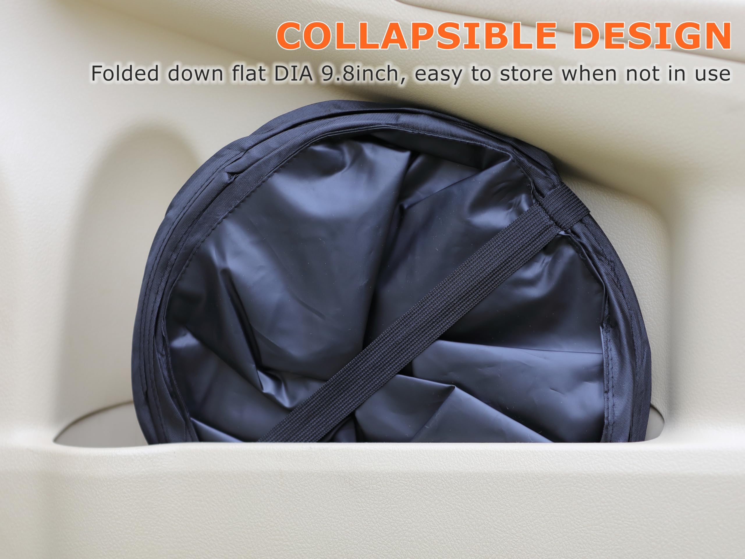 Ginsco hanging on headrest for accessible travel waste
