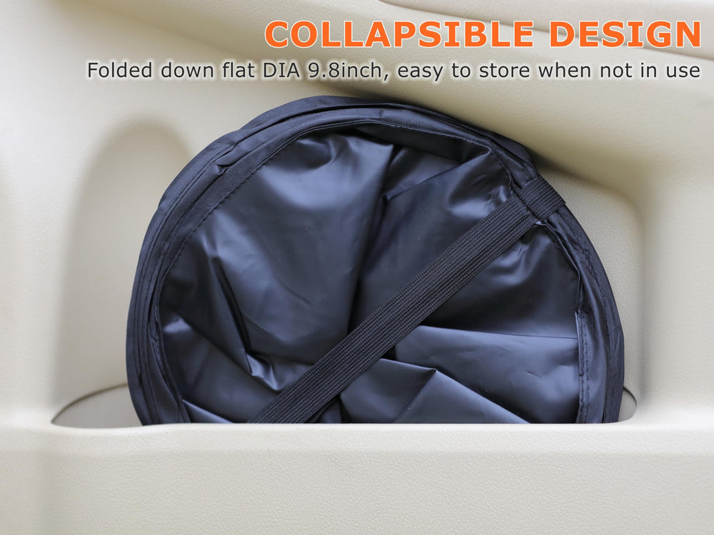 Ginsco hanging on headrest for accessible travel waste