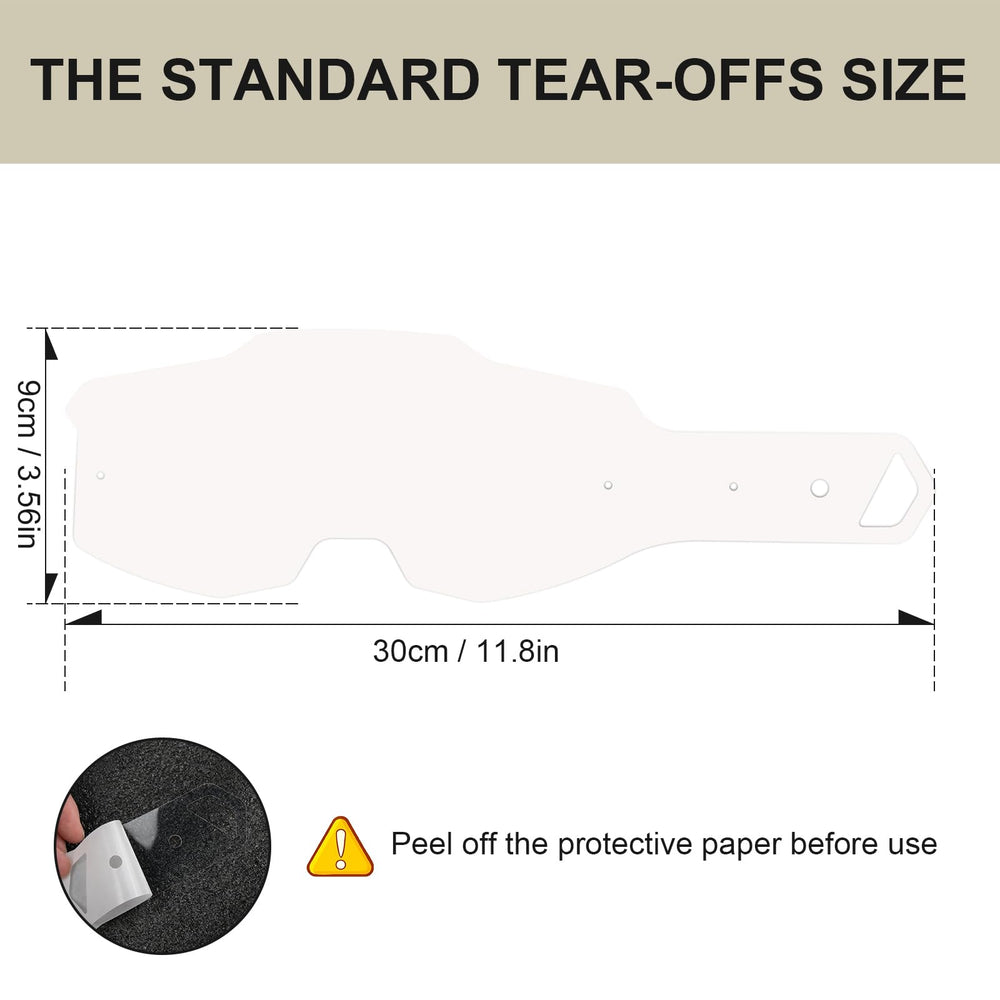 Giokyi tear-offs placed beside goggles for scale showing sheet size