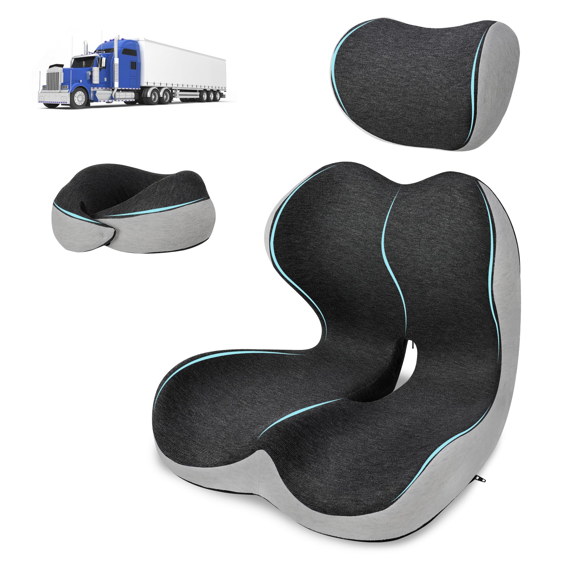 GKTKG front view of dark gray seat cushion showing professional look and all-day comfort
