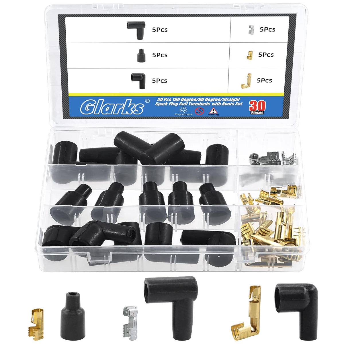 Glarks front packaging showing 15-set kit and clear organizer for quick selection