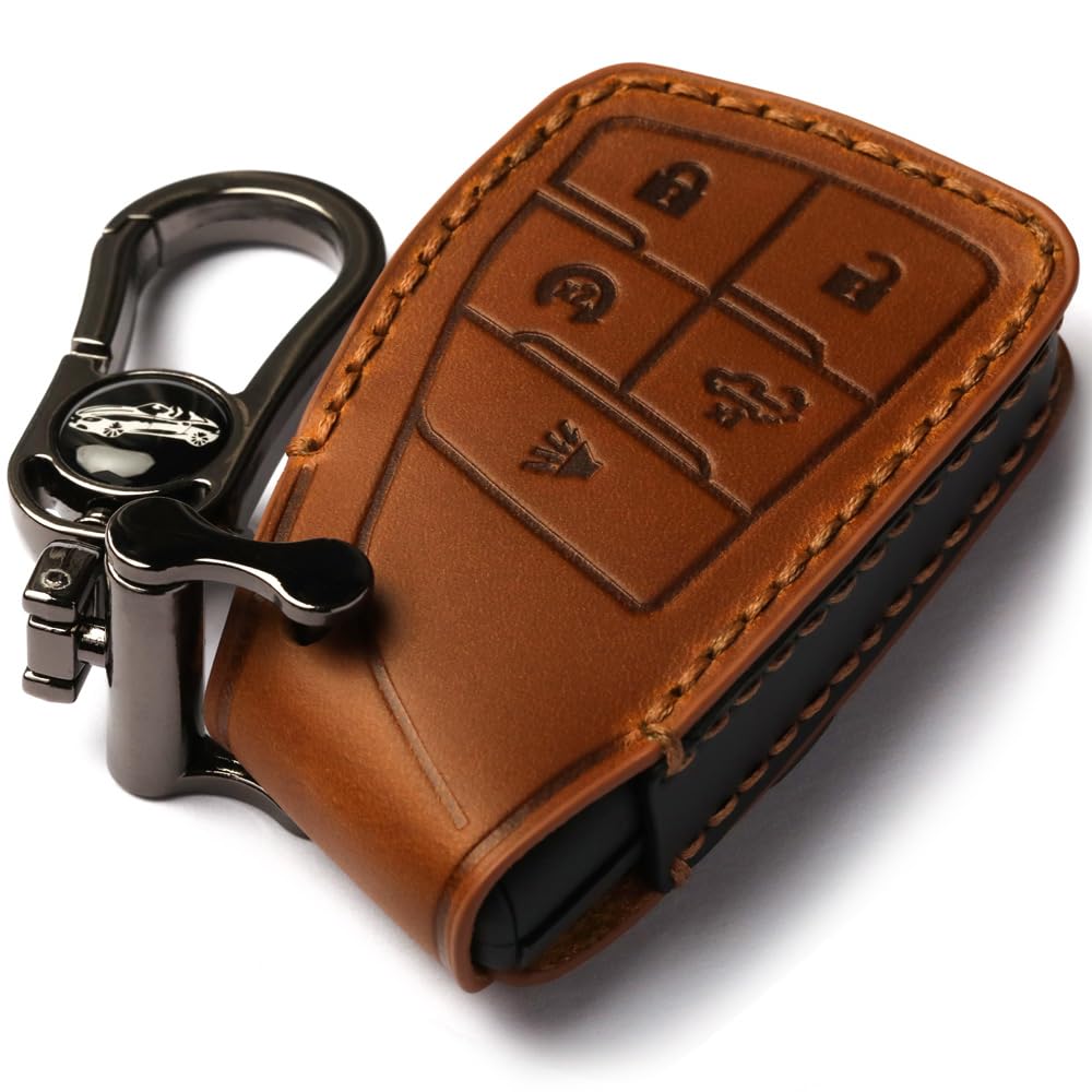 GLECHAZ front view of leather key fob case showing refined style and protection