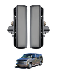 Gledewen front view of both smooth-black metal exterior door handles showing pair and finish for reliable replacement