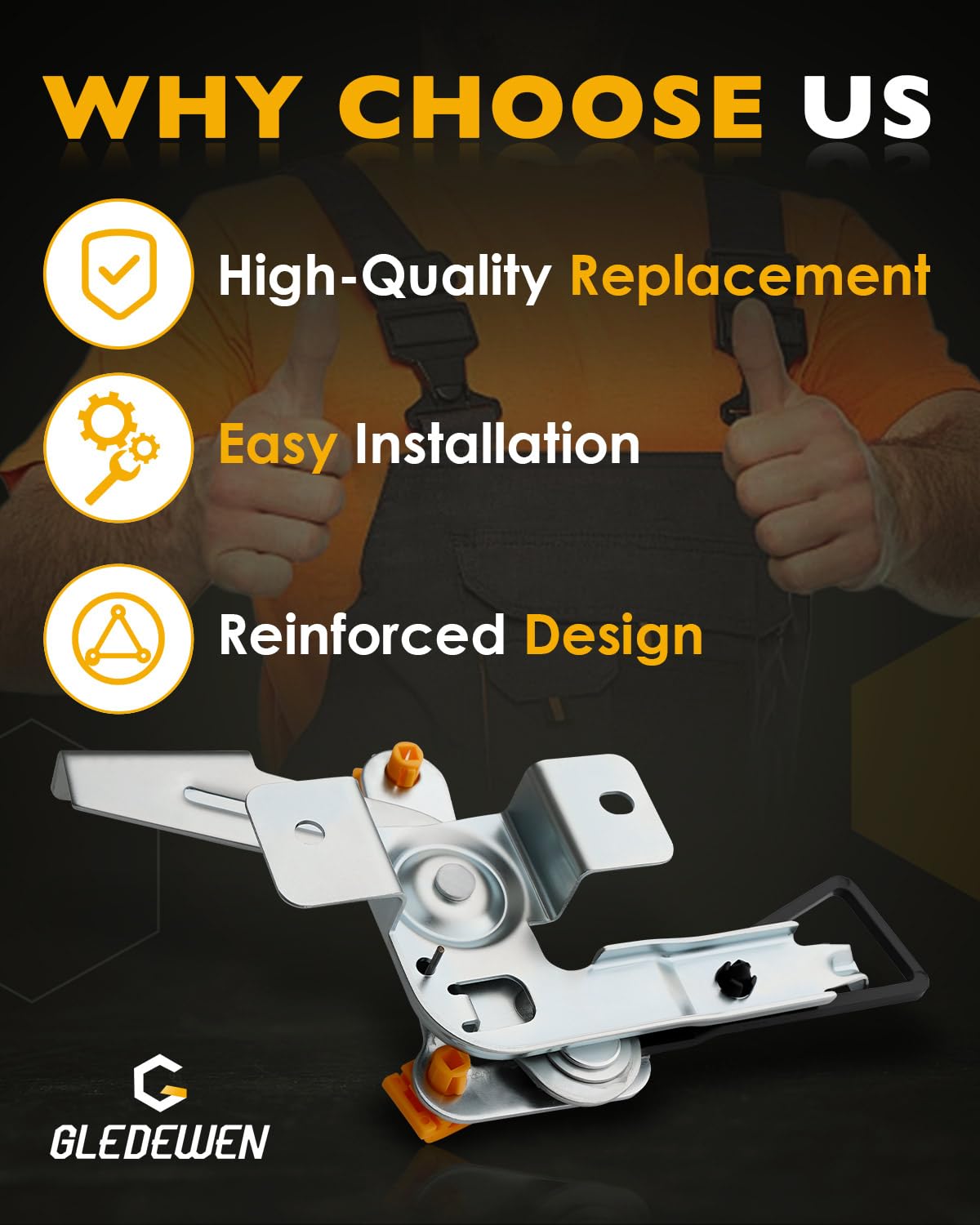 Gledewen tailgate in worksite truck setting showing reliable security and quiet, rattle-free performance