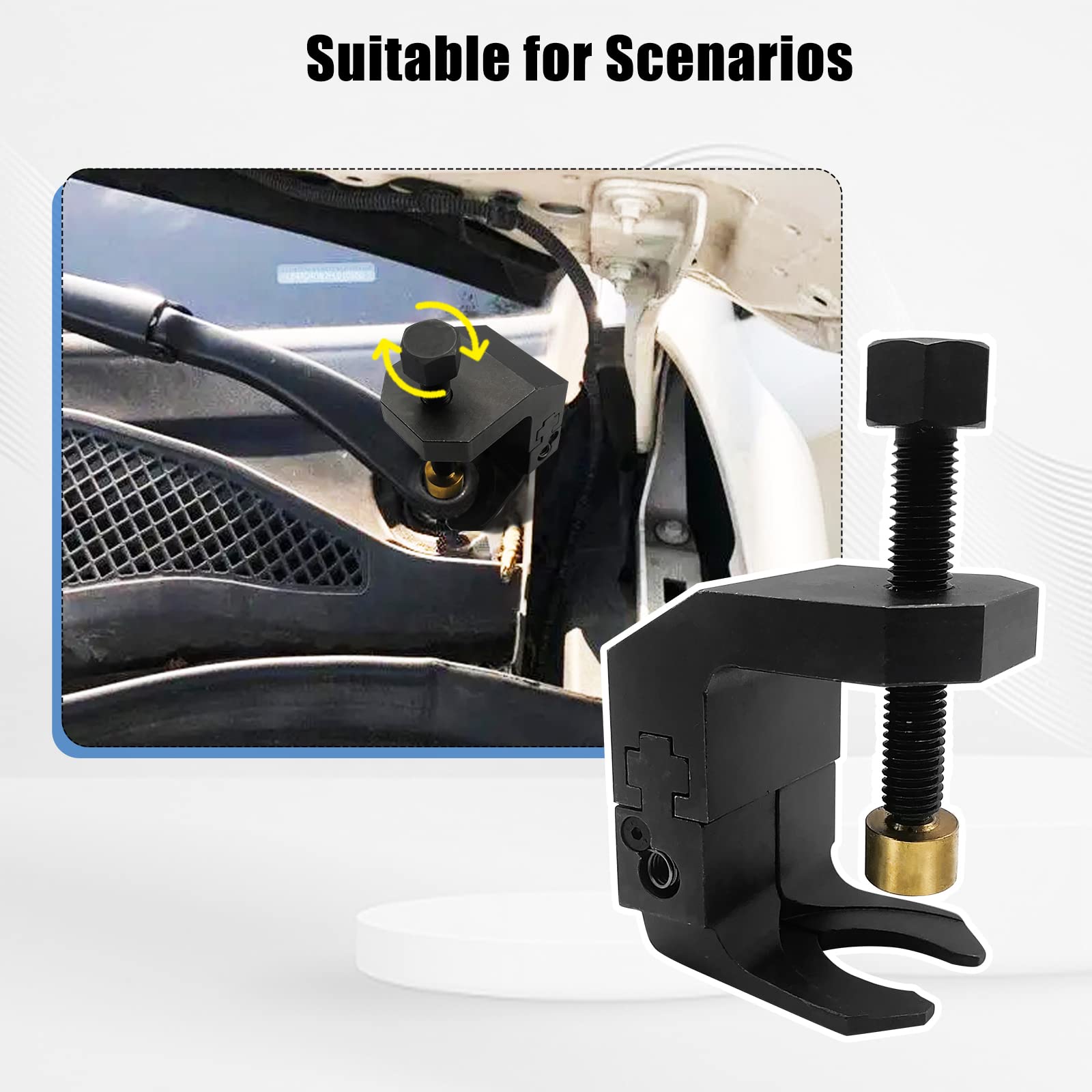 GLEXQLAO wiper arm puller next to ruler showing scale and fit range benefit