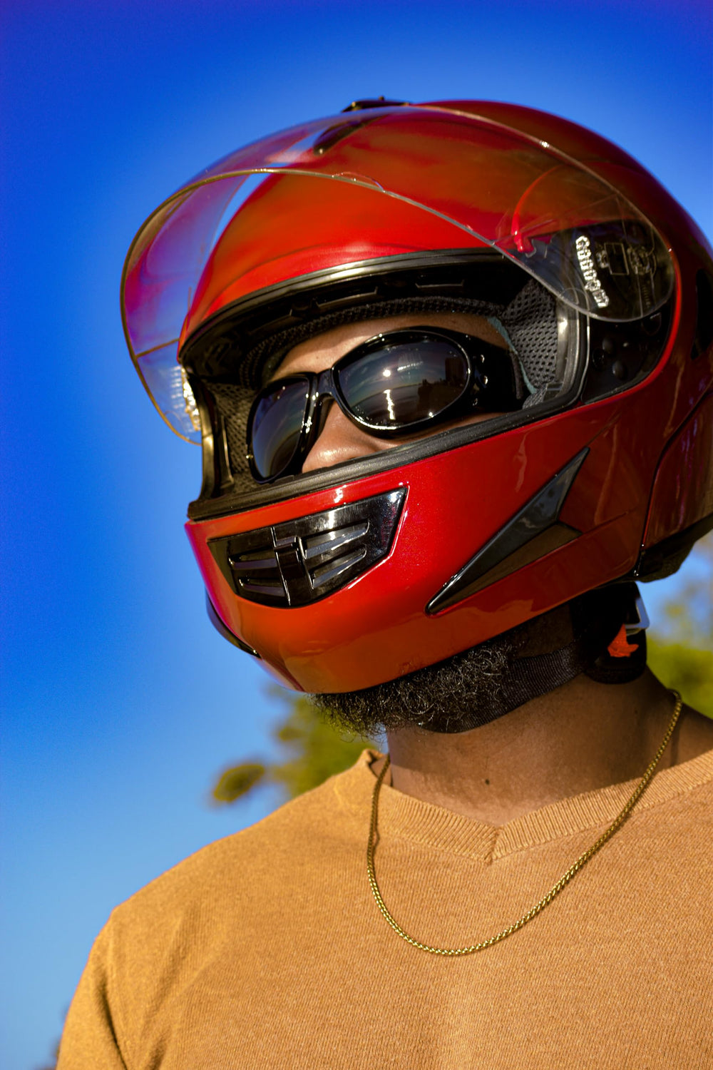 Global Vision adjustable strap and buckle showing secure helmet fit